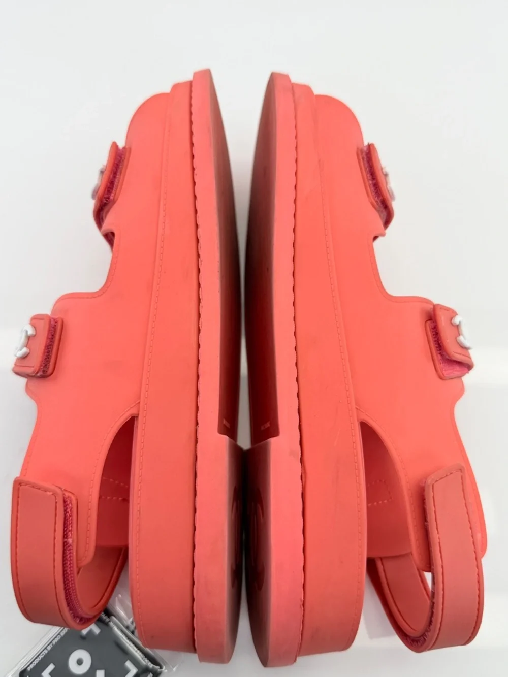 CHANEL Chanel Red Rubber CC Dad Sandals Size 39